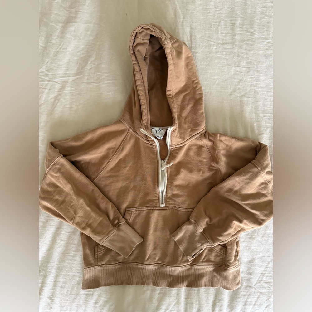 Aerie Tan Half-Zip Hoodie